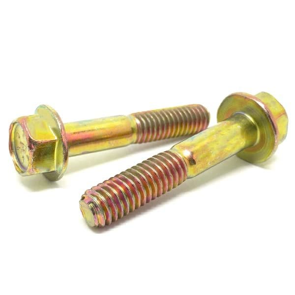 Boltsandnuts.Com Grade 8, 3/8"-16 Flange Bolt, Zinc Yellow 2-1/2 in L, 5 PK 37C250BFL8Y-5 - main